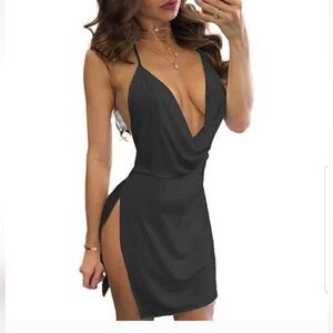 Women's Sexy V-Neck Halter Backless Black NWOT med